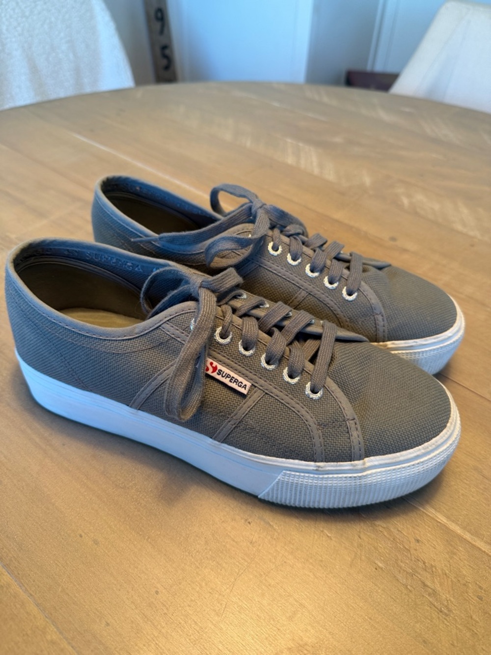 Superga women’s  Gray Canvas Platform Sneakers Size USAW 9.5